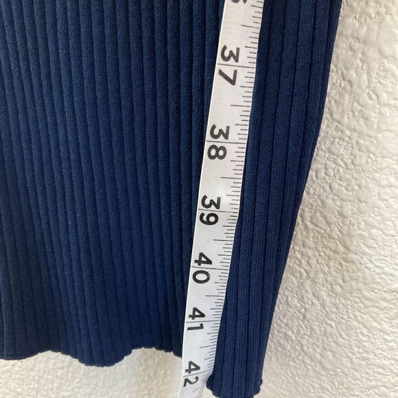 La Ligne New York Dress S Navy Blue Colorblock Ribbed Knit Bodycon Long Sleeve - Picture 8 of 16